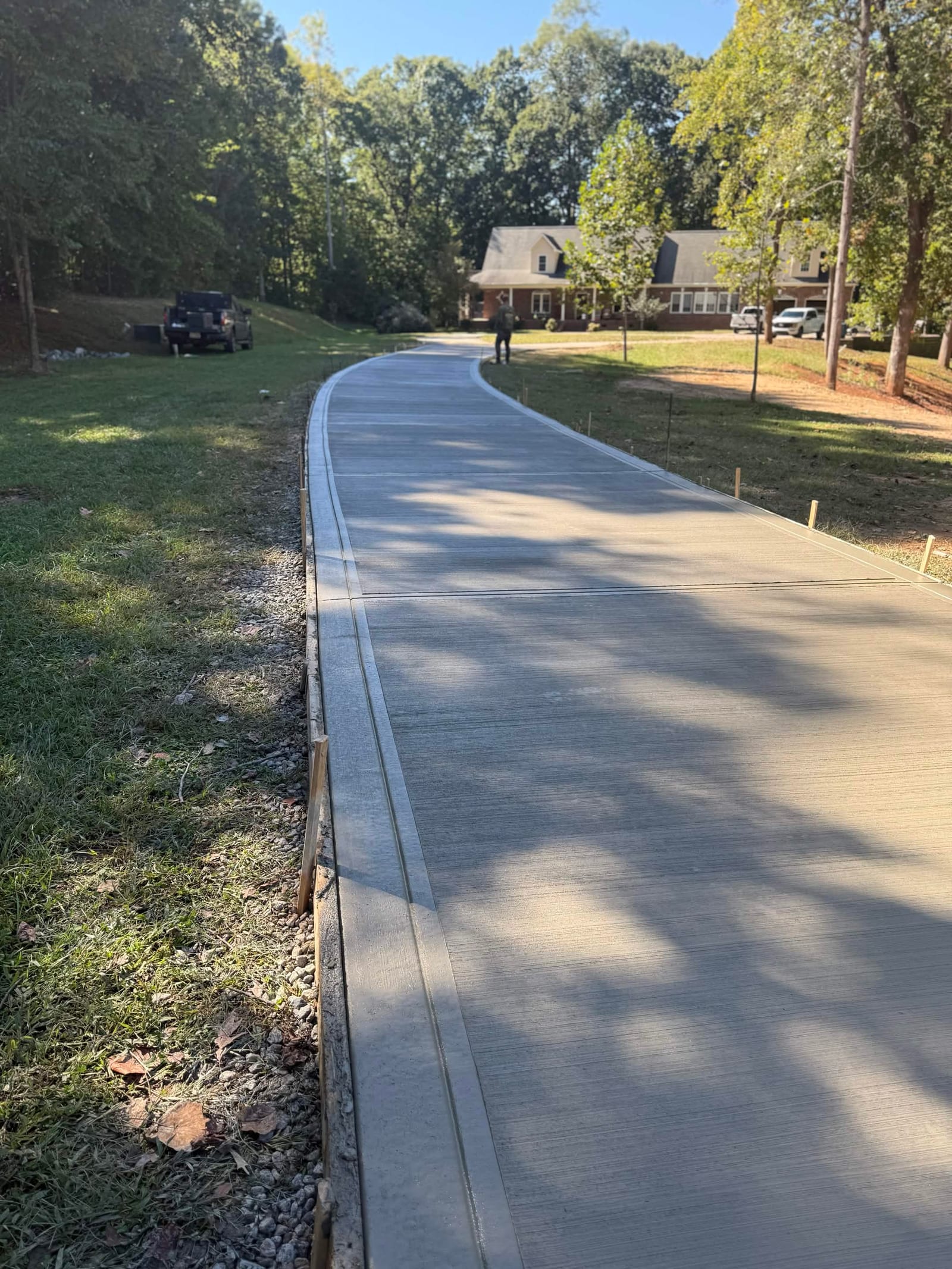 Long private-drive concrete pour, Weddington NC